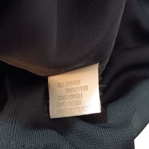 KAY UNGER New York Silk Blend Dress Size 2 Dressy Career Event Woven Belt V-Neck - Picture 6 of 12